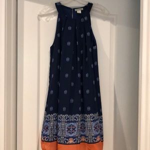 Navy and orange sun dress